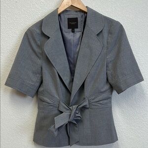 The Limited Gray Blazer Short-Sleeved Tie-Front